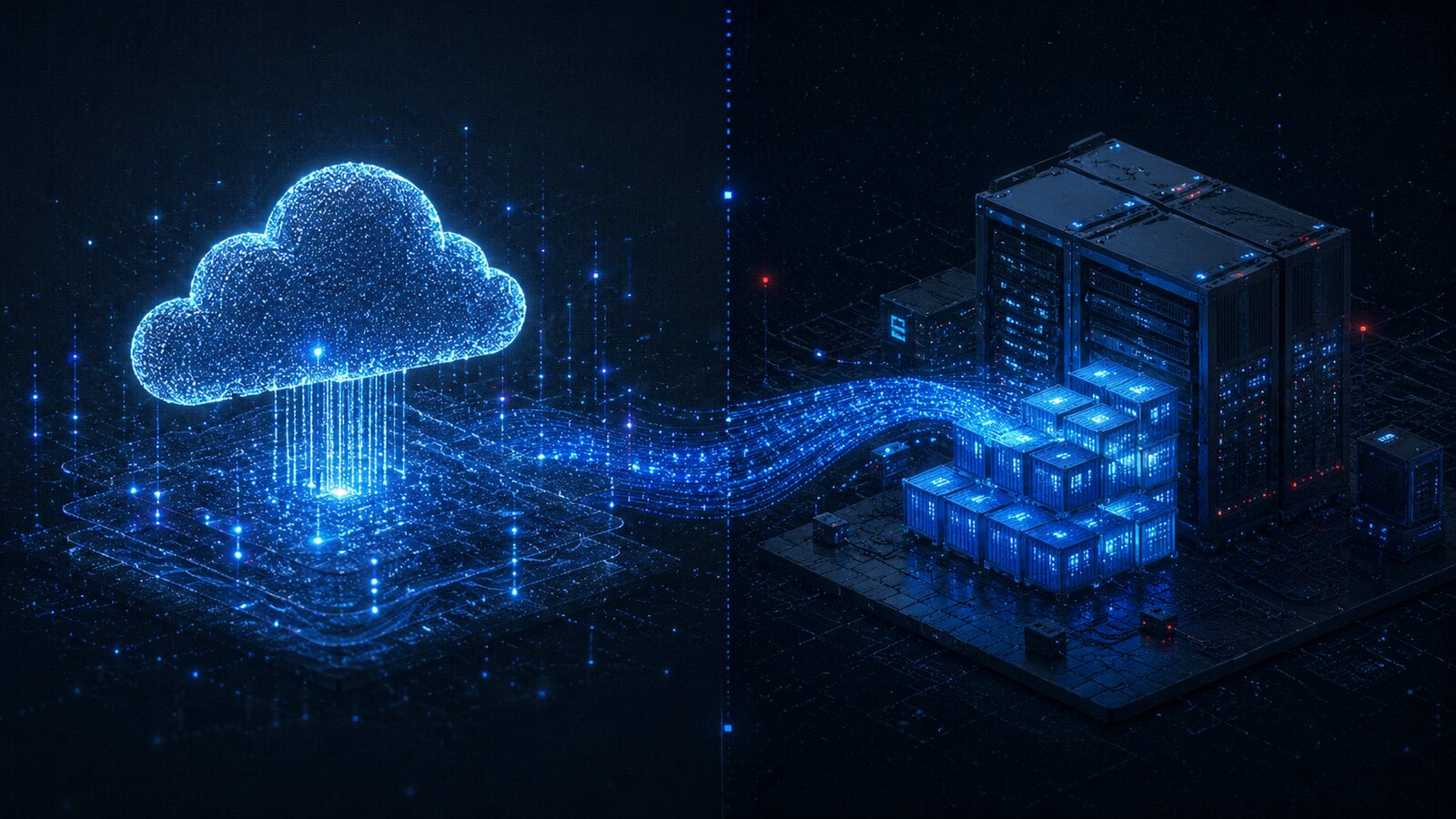 Comparación visual entre un servicio cloud y servidores propios